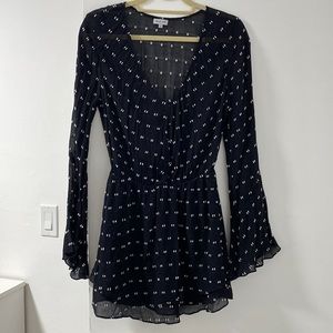 Planet blue black polka dot dress XS